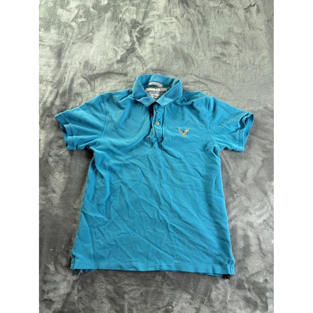 American Eagle Outfitters The Polo Shirt Men‎ M Blue Cotton Pique 2-Button